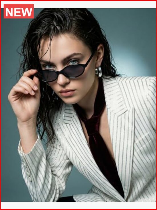 Polarized Retro Oval Sunglasses 90s 80s Narrow Cat Eye UV Protection main image 7